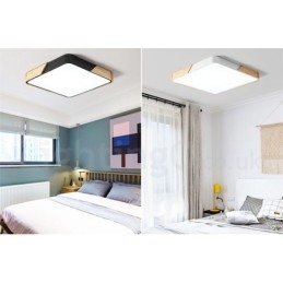 Dimbar Ultratunn Multi Colors Fyrkantig Trä Taklampa Med Akrylskärm Taklampa Nordic Style