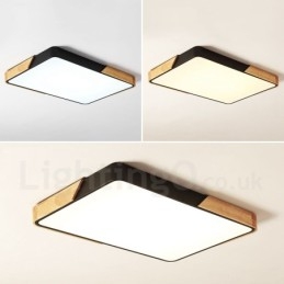 Dimbar Ultratunn Multi Colors Rektangel Trä Taklampa Med Akrylskärm Taklampa Nordic Style