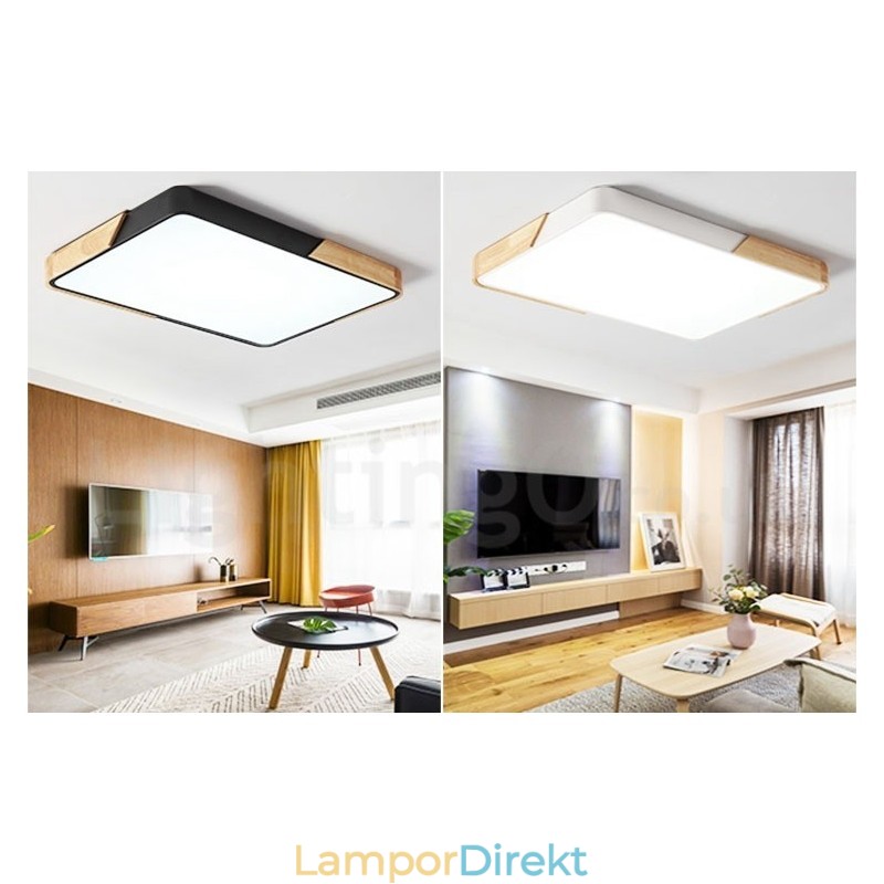 Dimbar Ultratunn Multi Colors Rektangel Trä Taklampa Med Akrylskärm Taklampa Nordic Style