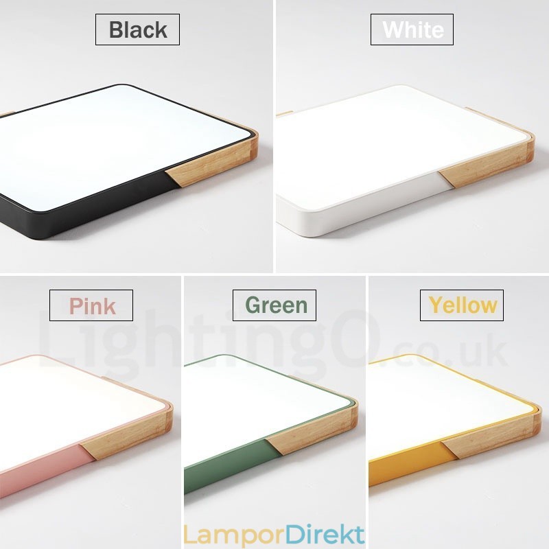 Dimbar Ultratunn Multi Colors Rektangel Trä Taklampa Med Akrylskärm Taklampa Nordic Style