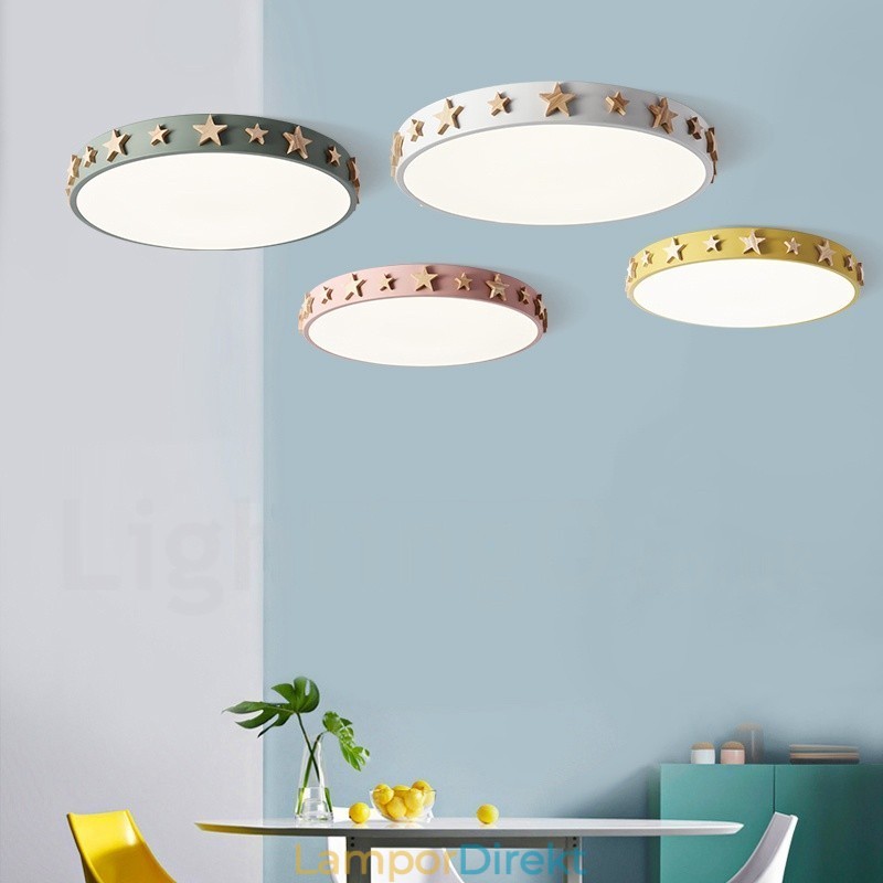 Dimbar Ultratunn Multi Colors Circular Wood Taklampa Med Akrylskärm Taklampa Nordic Style