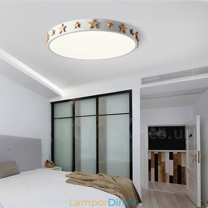 Dimbar Ultratunn Multi Colors Circular Wood Taklampa Med Akrylskärm Taklampa Nordic Style