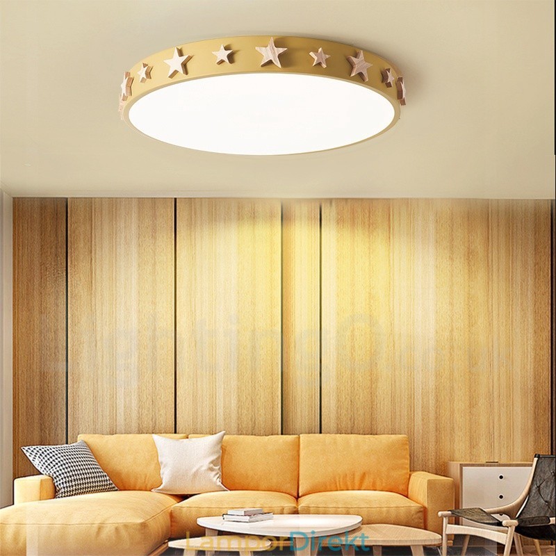 Dimbar Ultratunn Multi Colors Circular Wood Taklampa Med Akrylskärm Taklampa Nordic Style