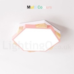 Dimbar Multi Colors Hexagon Wood Taklampa Med Akrylskärm Taklampa Nordic Style