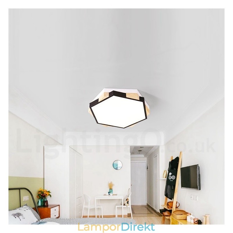 Dimbar Multi Colors Hexagon Wood Taklampa Med Akrylskärm Taklampa Nordic Style