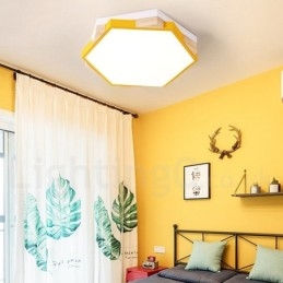 Dimbar Multi Colors Hexagon Wood Taklampa Med Akrylskärm Taklampa Nordic Style
