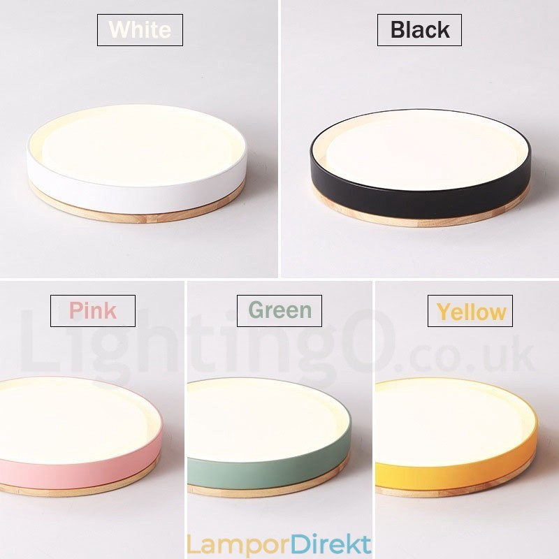 Dimbar Multi Colours Circular Wood Taklampa Med Akryl Skärm Taklampa Nordic Style