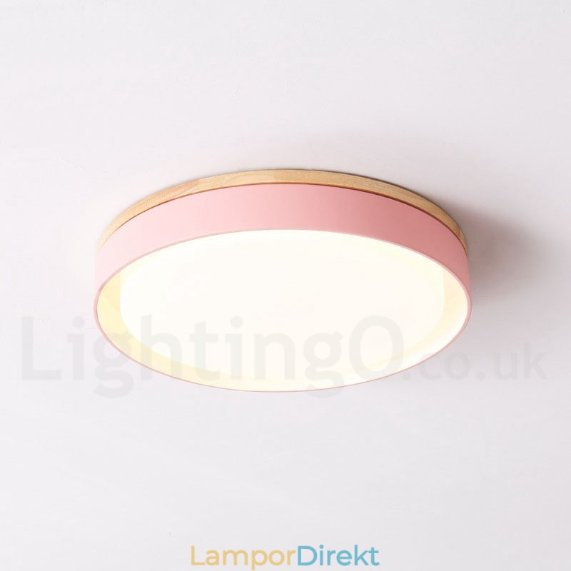 Dimbar Multi Colours Circular Wood Taklampa Med Akryl Skärm Taklampa Nordic Style