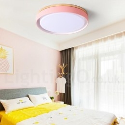 Dimbar Multi Colours Circular Wood Taklampa Med Akryl Skärm Taklampa Nordic Style