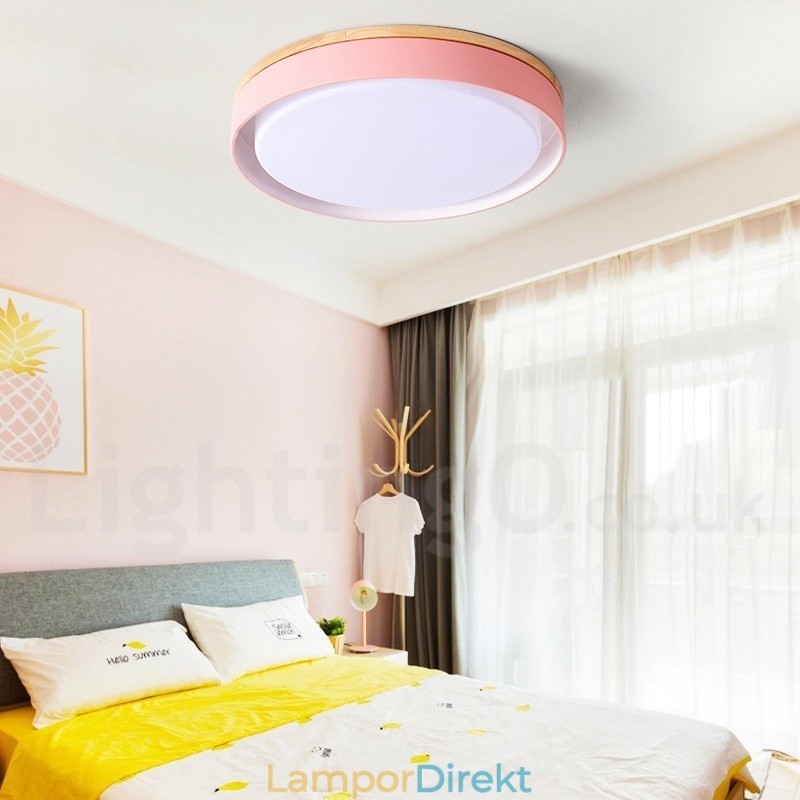 Dimbar Multi Colours Circular Wood Taklampa Med Akryl Skärm Taklampa Nordic Style