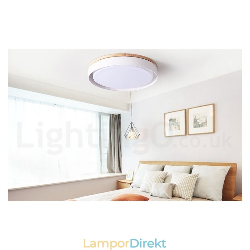 Dimbar Multi Colours Circular Wood Taklampa Med Akryl Skärm Taklampa Nordic Style
