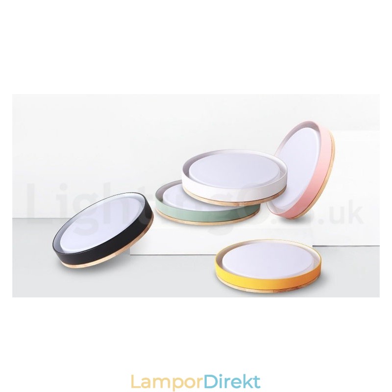 Dimbar Multi Colours Circular Wood Taklampa Med Akryl Skärm Taklampa Nordic Style