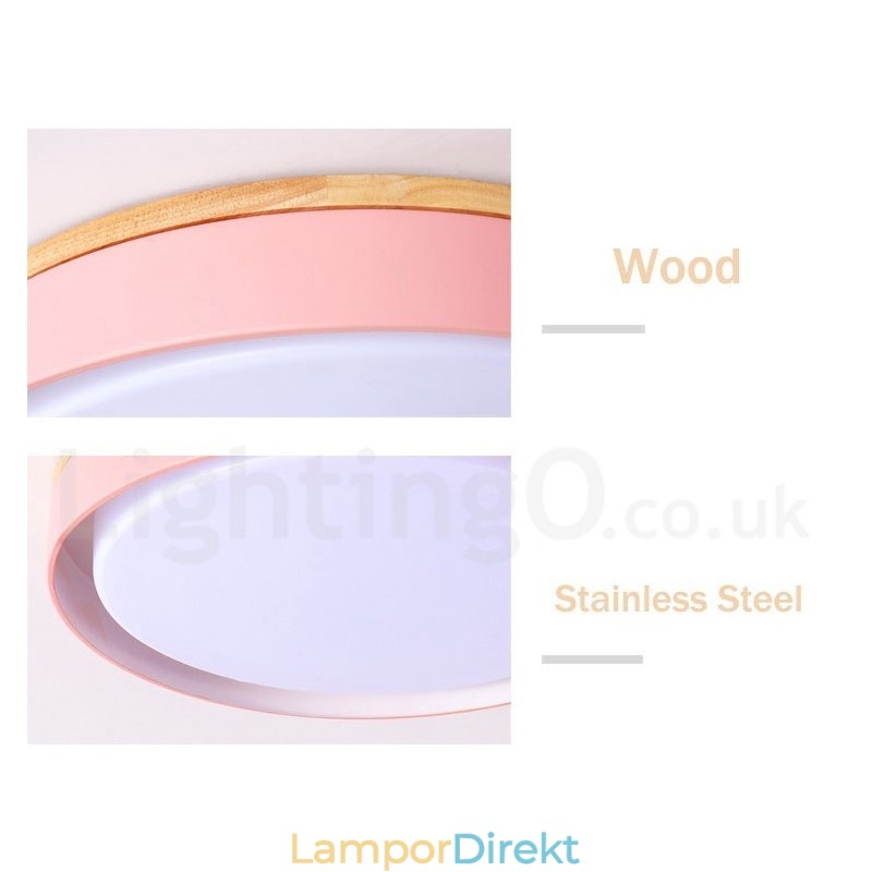 Dimbar Multi Colours Circular Wood Taklampa Med Akryl Skärm Taklampa Nordic Style