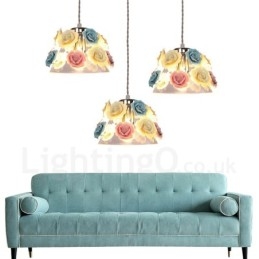 Flerfärgad Blomma Macaron Taklampa Med Glasskärm