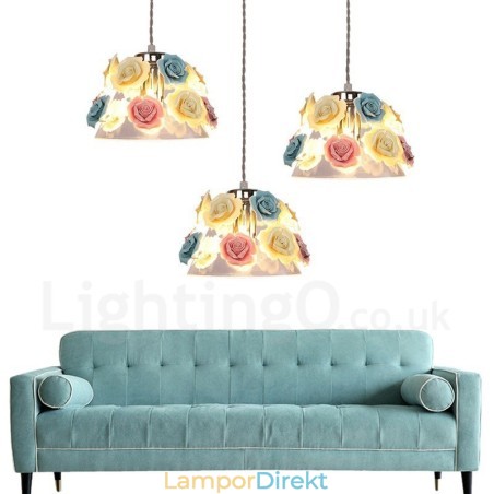Flerfärgad Blomma Macaron Taklampa Med Glasskärm Flerfärgad Blomma Macaron Taklampa Med Glasskärm
