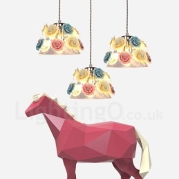 Flerfärgad Blomma Macaron Taklampa Med Glasskärm