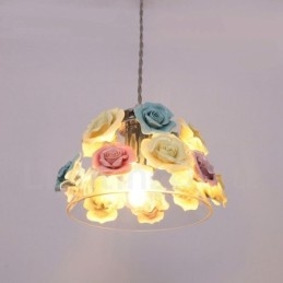 Flerfärgad Blomma Macaron Taklampa Med Glasskärm