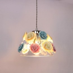 Flerfärgad Blomma Macaron Taklampa Med Glasskärm