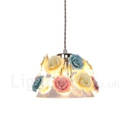 Flerfärgad Blomma Macaron Taklampa Med Glasskärm