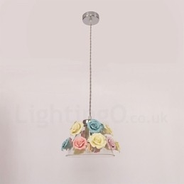 Flerfärgad Blomma Macaron Taklampa Med Glasskärm
