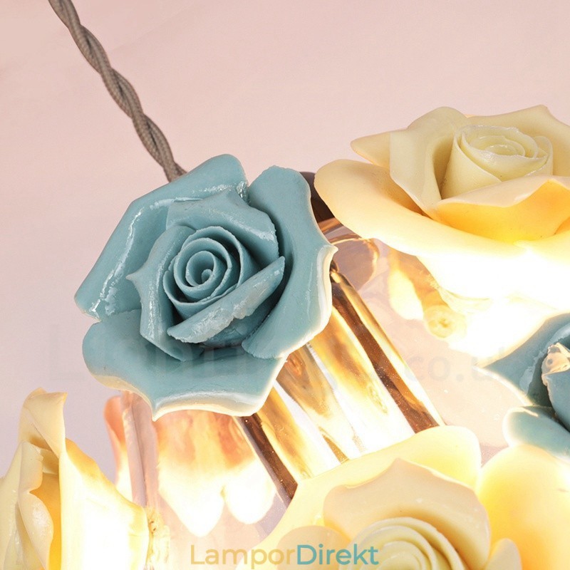 Flerfärgad Blomma Macaron Taklampa Med Glasskärm