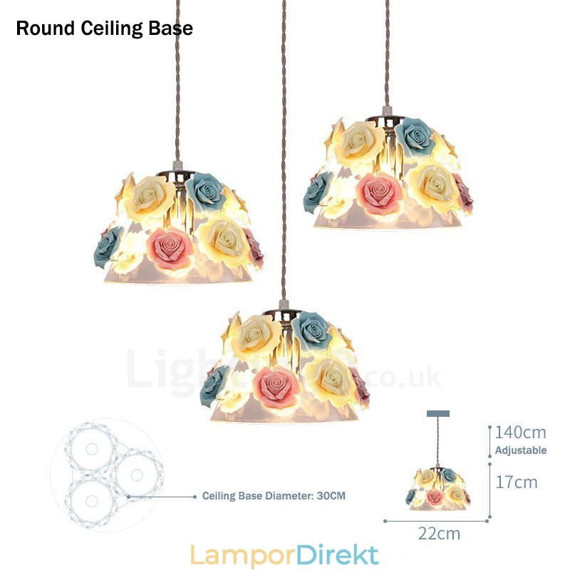 Flerfärgad Blomma Macaron Taklampa Med Glasskärm