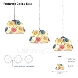 Flerfärgad Blomma Macaron Taklampa Med Glasskärm
