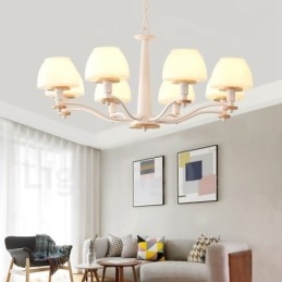 6 Ljus 8 Ljus Flerfärger Macaron Wood Pendellampa Med Glasskärmar Ljuskrona Nordic Style