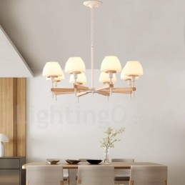 6 Ljus 8 Ljus Flerfärger Macaron Wood Pendellampa Med Glasskärmar Ljuskrona Nordic Style