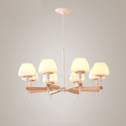 6 Ljus 8 Ljus Flerfärger Macaron Wood Pendellampa Med Glasskärmar Ljuskrona Nordic Style