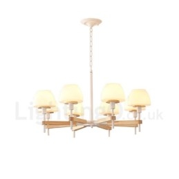 6 Ljus 8 Ljus Flerfärger Macaron Wood Pendellampa Med Glasskärmar Ljuskrona Nordic Style