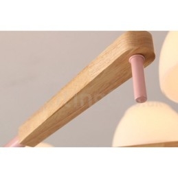 6 Ljus 8 Ljus Flerfärger Macaron Wood Pendellampa Med Glasskärmar Ljuskrona Nordic Style