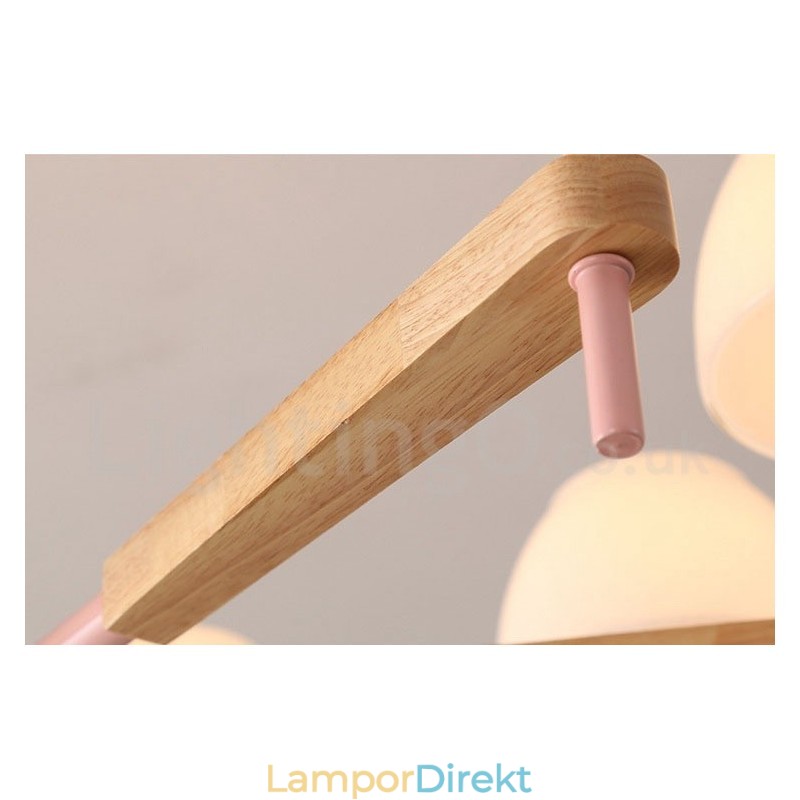 6 Ljus 8 Ljus Flerfärger Macaron Wood Pendellampa Med Glasskärmar Ljuskrona Nordic Style