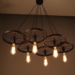 Belysning Industriell Loft Stil Smidesjärn Ljuskrona Cafe Wheel Ljuskrona