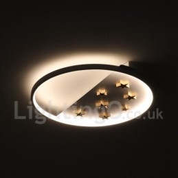 Dimbar White Stars Round Wood Taklampa Ultratunn Taklampa Kan Även Användas Som Vägglampa