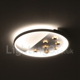 Dimbar White Stars Round Wood Taklampa Ultratunn Taklampa Kan Även Användas Som Vägglampa