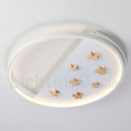 Dimbar White Stars Round Wood Taklampa Ultratunn Taklampa Kan Även Användas Som Vägglampa