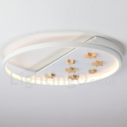 Dimbar White Stars Round Wood Taklampa Ultratunn Taklampa Kan Även Användas Som Vägglampa