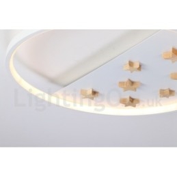 Dimbar White Stars Round Wood Taklampa Ultratunn Taklampa Kan Även Användas Som Vägglampa