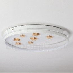 Dimbar White Stars Round Wood Taklampa Ultratunn Taklampa Kan Även Användas Som Vägglampa