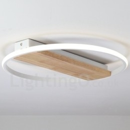 Dimbar Vit Rund Taklampa I Trä Ultratunn Taklampa Kan Även Användas Som Vägglampa