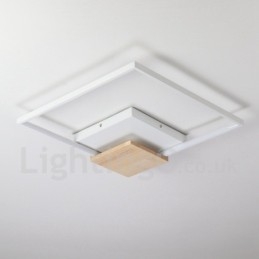 Dimbar Vit Fyrkantig Trätaklampa Ultratunn Taklampa Kan Även Användas Som Vägglampa