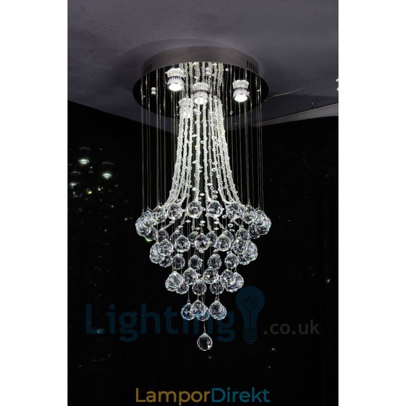 4 Ljus Modern K9 Crystal Round Flush Mount Taklampa