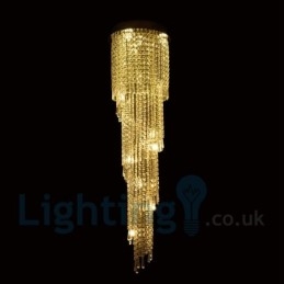 4 X Gu10 + 8 X G4 150 Cm Long Crystal Drop Light Modern K9 Crystal Round Flush Mount Taklampa
