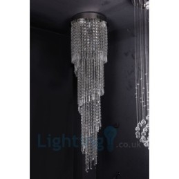 4 X Gu10 + 8 X G4 150 Cm Long Crystal Drop Light Modern K9 Crystal Round Flush Mount Taklampa
