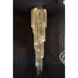 4 X Gu10 + 8 X G4 150 Cm Long Crystal Drop Light Modern K9 Crystal Round Flush Mount Taklampa