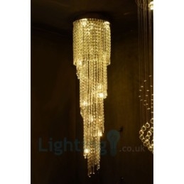 4 X Gu10 + 8 X G4 150 Cm Long Crystal Drop Light Modern K9 Crystal Round Flush Mount Taklampa