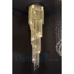 4 X Gu10 + 8 X G4 150 Cm Long Crystal Drop Light Modern K9 Crystal Round Flush Mount Taklampa