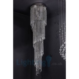 4 X Gu10 + 8 X G4 150 Cm Long Crystal Drop Light Modern K9 Crystal Round Flush Mount Taklampa