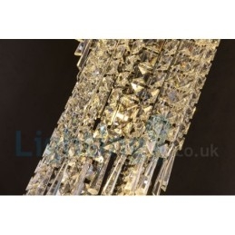 4 X Gu10 + 8 X G4 150 Cm Long Crystal Drop Light Modern K9 Crystal Round Flush Mount Taklampa
